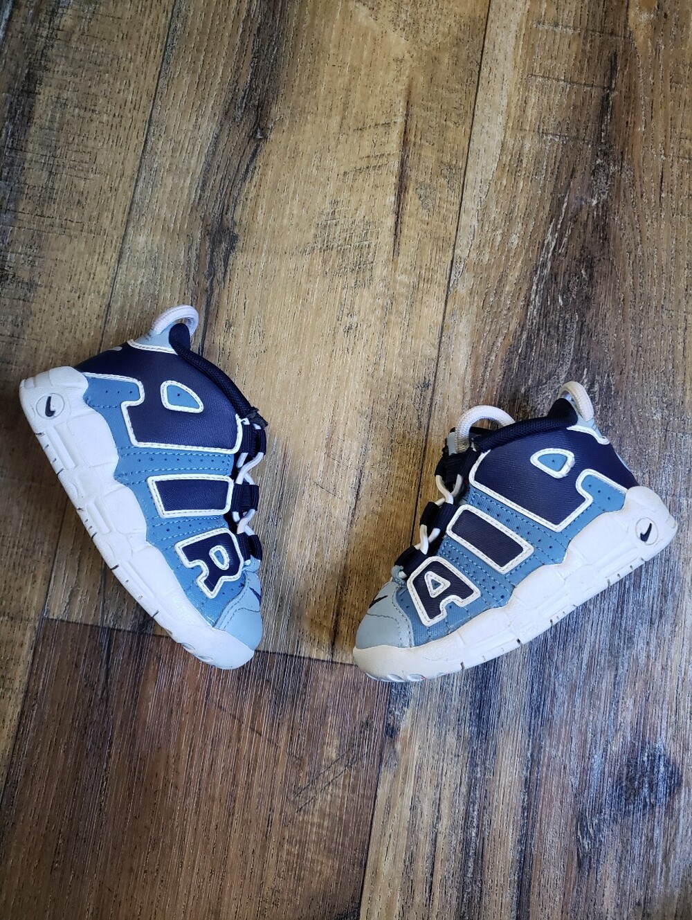 Toddler Boys Sz 6 Nike Kids' Air More Uptempo Navy and Light Blue Sneakers